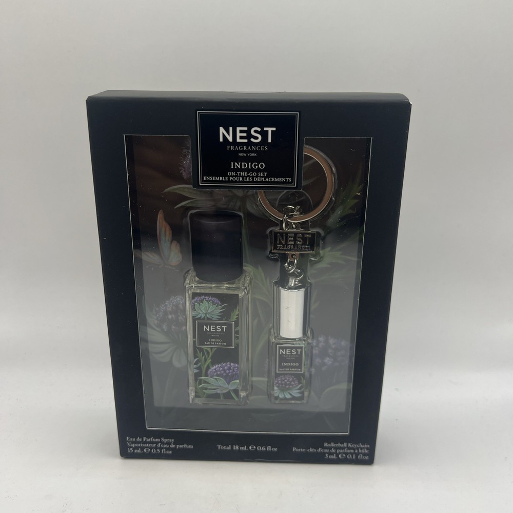 NEST Fragrances Indigo Perfume On-The-Go Set EDP & Rollerball Keychain ~ NIB