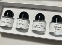 This is a Byredo Perfume Gift Set containing four 30ml bottles of Super Cedar, B