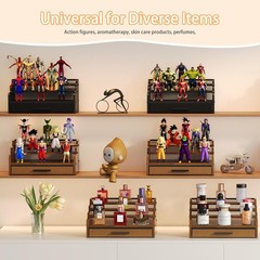 Mens Cologne Organizer 3 Tier Perfume Holder with Drawer Wood Stand for Dresser