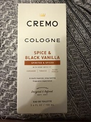 Cremo Spice & Black Vanilla Cologne Spray Tobacco and Black Vanilla 3.4 Fl Oz