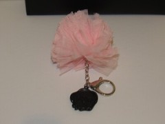 Viktor & Rolf Medium Black Pouch Bag + Pink Keychain Pompom Pouf NEW Clutch