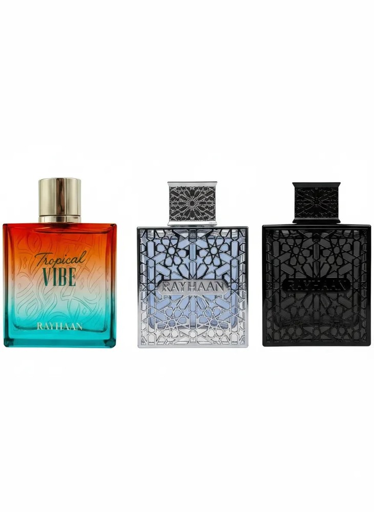 Aquatica, Tropical Vibe and Obsidian by Rayhaan EDP 3.4 oz Bundle