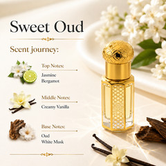 Sweet Oud – Perfume Oil, 6 mL Roll-On – Alcohol-Free Concentrated Arabian Attar