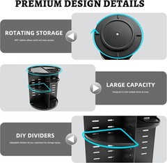 Mens Cologne Organizer 3-Tier Rotating Storage Tower Bathroom Counter