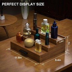 Walnut Wood Cologne Organizer Men 3 Tier Cologne Stand,Wooden Cologne Holder