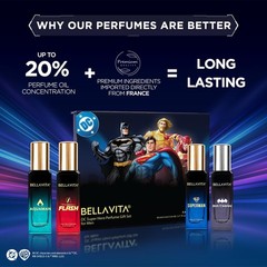 BELLAVITA DC Super Hero 4x20ml | Long Lasting Parfum | Perfume Gift Set for Man