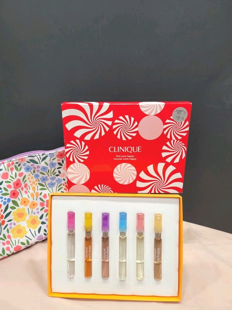CLINIQUE Find Your Happy Fragrance 6 Pcs Set 5ml/.17oz ea. Spray Perfume & Bag