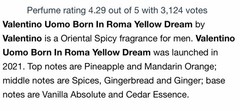 Valentino Uomo Born In Roma Yellow Dream 3.4 oz. EDT Men in Original Box Sealed