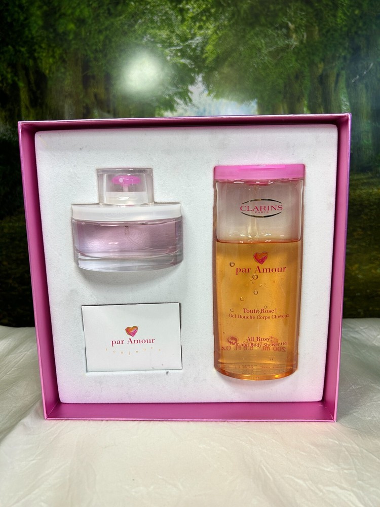 CLARINS PAR AMOUR TOUJOURS 50ML EDT SPRAY/ ALL ROSY 200ML SHOWER GEL(GIFT SET)