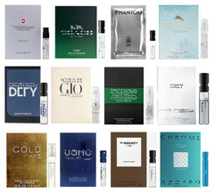 Set of 12 Men’s Designer Cologne Sample Vials with Organza Bag