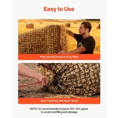 Round Bale Hay Net, 4.92 x 4.92 x 4.92 ft, 1.65 inch Holes, PE Material, Knotles