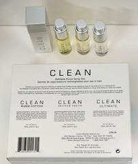 Clean Refillable Purse Spray Set: Warm Cotton, Shower Fresh & Ultimate 0.5 fl oz