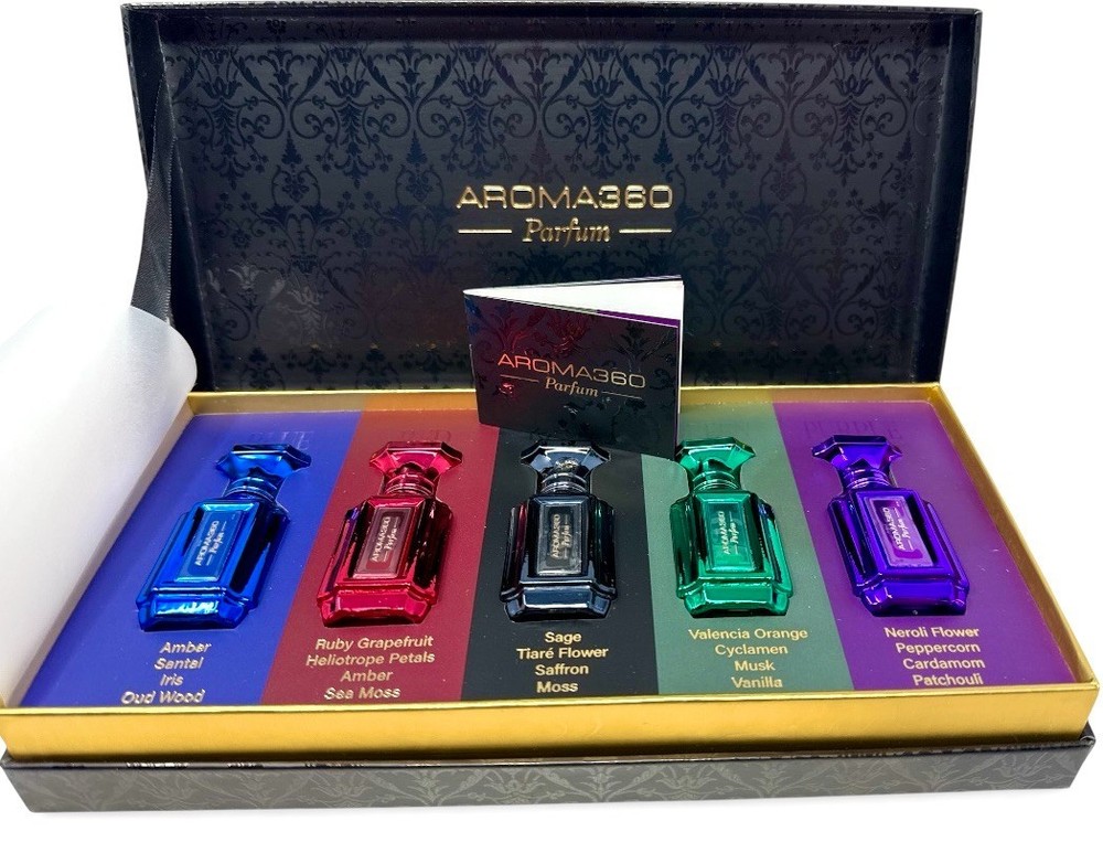 AROMA360 Parfum Discovery Set 5 Assorted Unisex Scents Each .34OZ