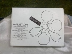 HALSTON DESIGNER ORIGINALS 3 X 1/4 FL OZ COLOGNE MENS & 2 X 1/8 FL OZ PERF LADYS