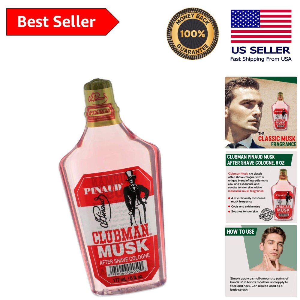 Pinaud Musk After Shave Cologne – Refreshing 6oz Aftershave for Smooth Skin
