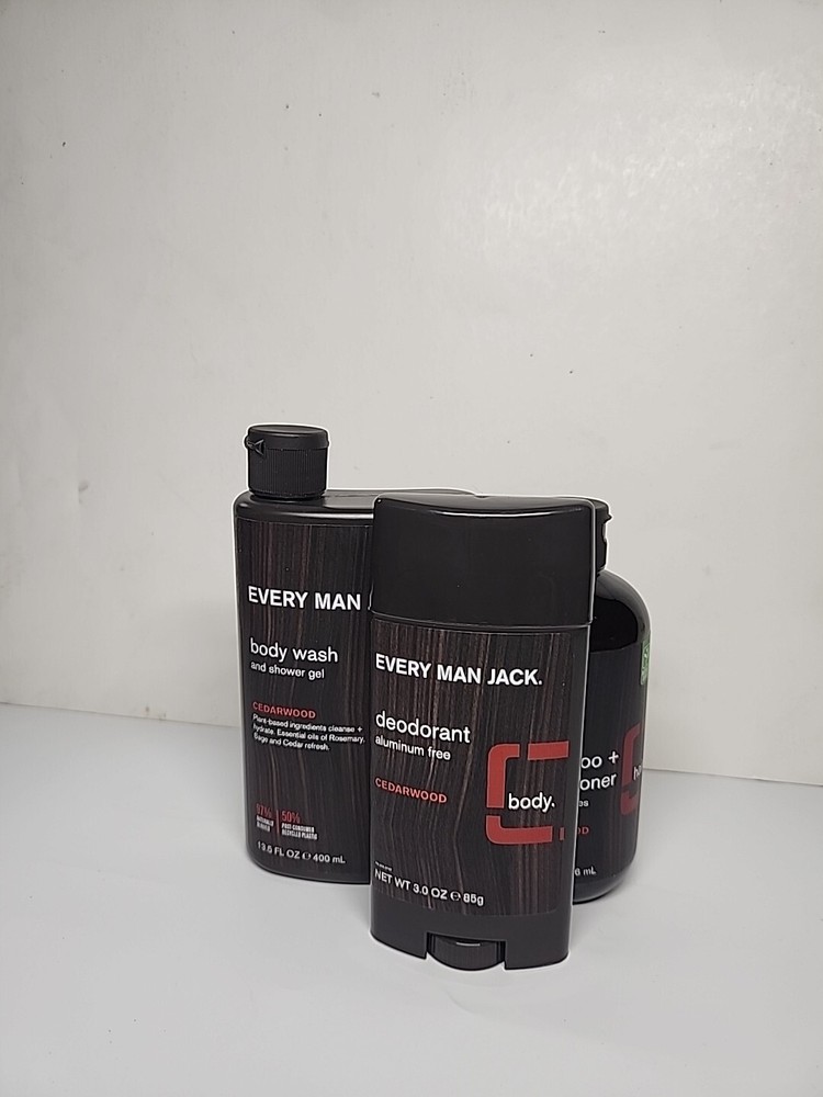 Every Man Jack Cedarwood Set 400ml Bodywash/3oz Deodorant/8oz Shampoo&Condition