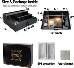 Cologne Organizer for Men,3 Step Acrylic Waterproof Black Cologne Stand with Dra