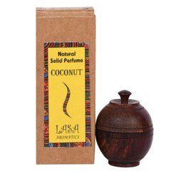 Lasa Aromatics Natural Solid Body Perfume Oil Coconut Long Lasting Wooden Jar 6g