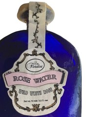 Les Floralies Rose Water 3.2 Fl Oz Wax Sealed Cobalt Glass Wild White Collectibl