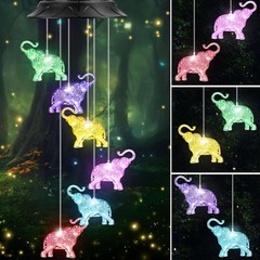 Magical Colorful Solar Elephant Wind Chimes for Birthdays and Special Occasions