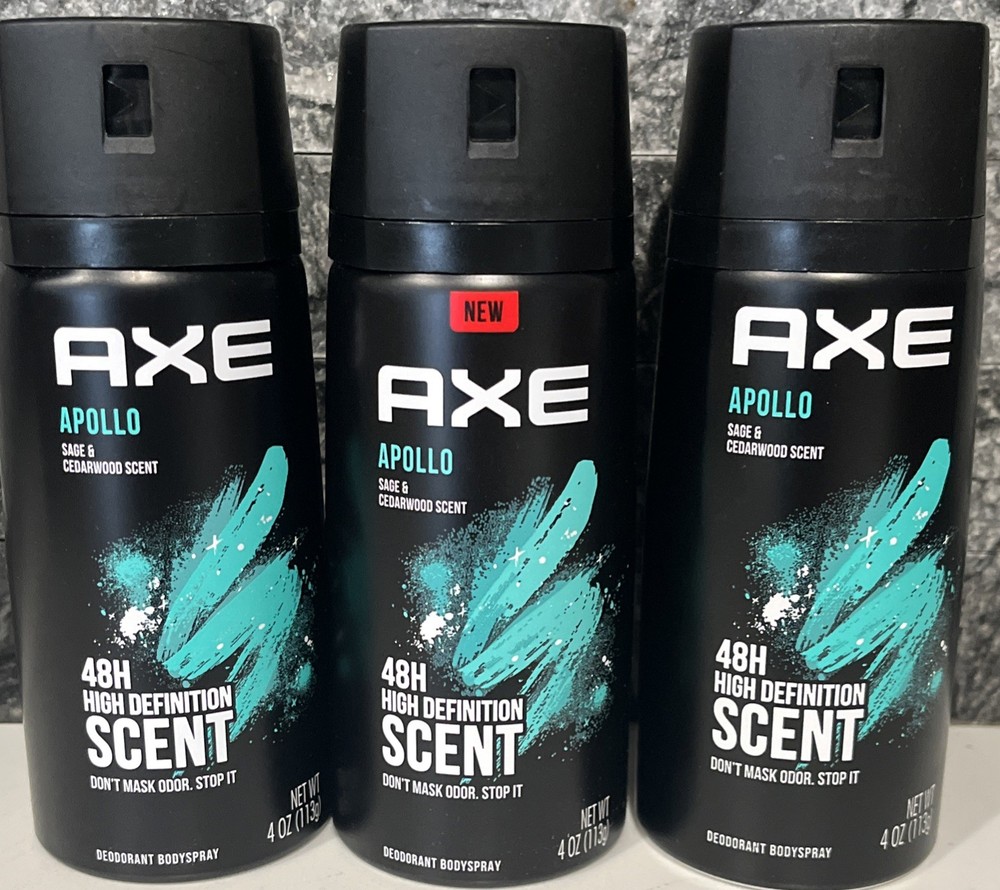 Axe Apollo Sage & Cedarwood Scent Deodorant Body Spray, 4oz (150ml) (Pack of 3)