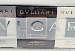 The Bvlgari Man Pocket Spray Collection- Man, Extreme, In Black .5 oz 15 ML each