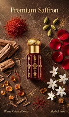 Saffron Attar Perfume Oil Alcohol-Free Arabic Warm Spicy Kesar Ittar Fragrance
