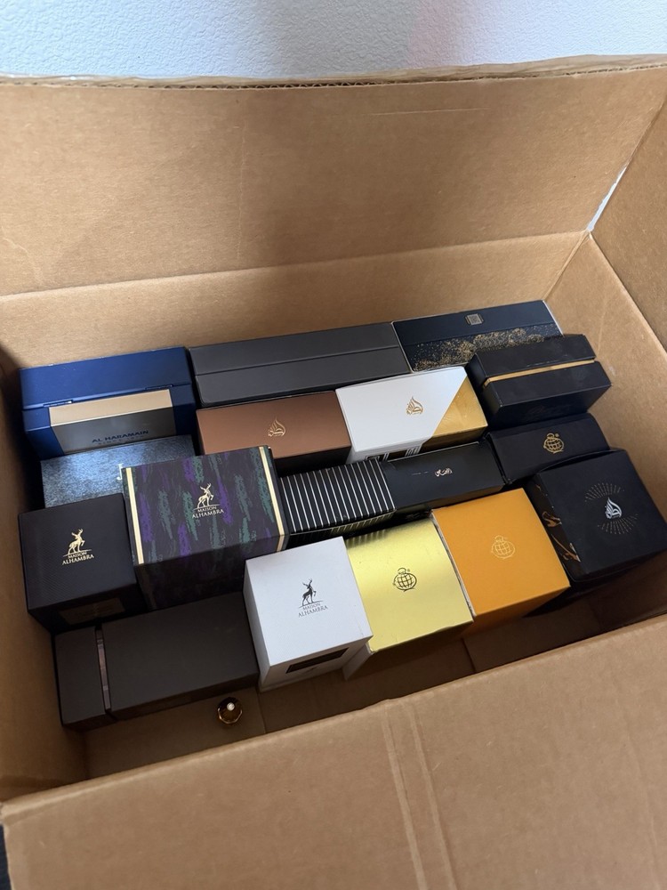 Box full of colognes