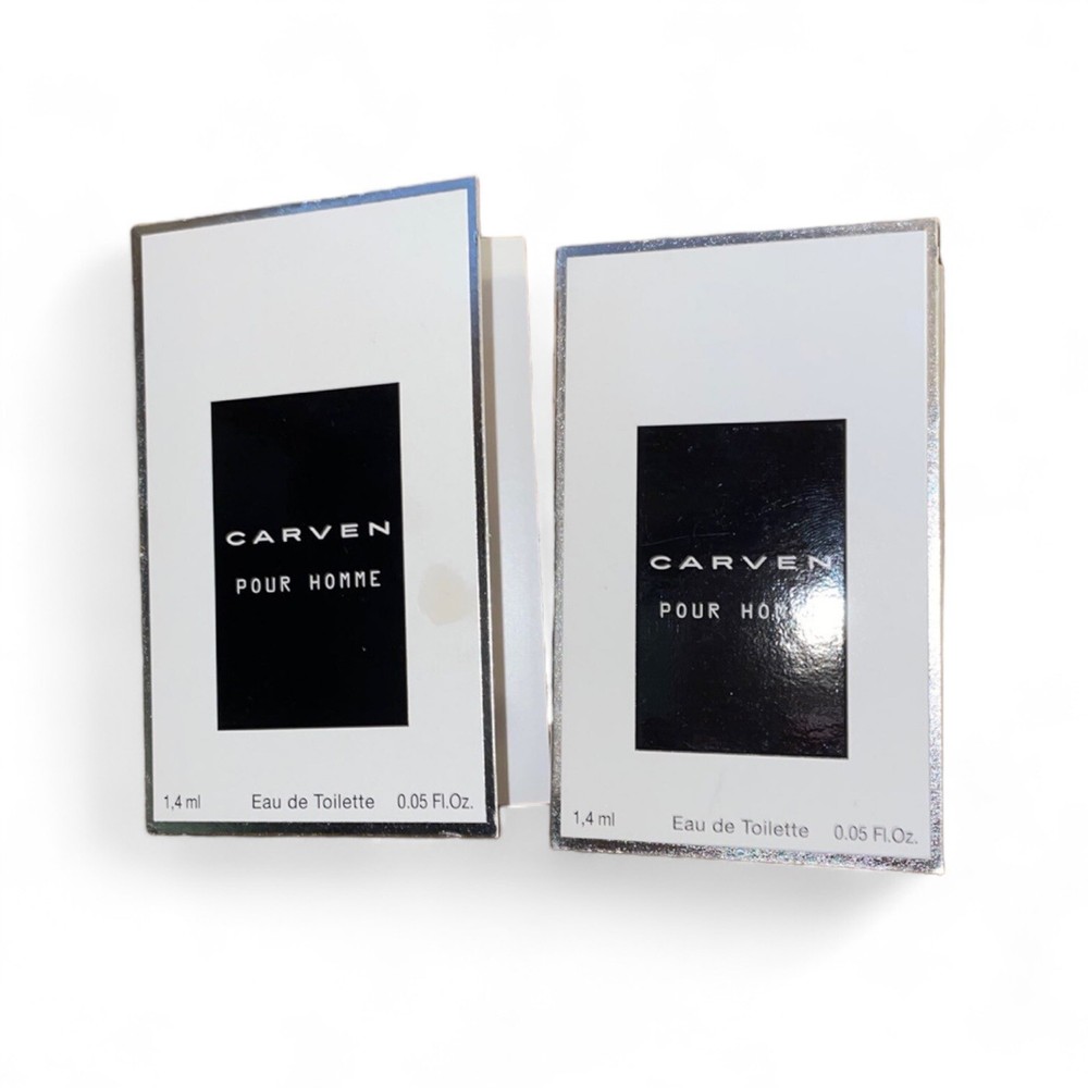 Carven Pour Homme 1.4ml/.05fl oz Eau de Toilette Spray New Factory Sealed 2 Pack