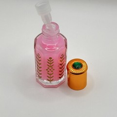 Set of 2 Arabian Pink Musk Perfume Oil Attar Bottles Gold Printed Glass Vials
