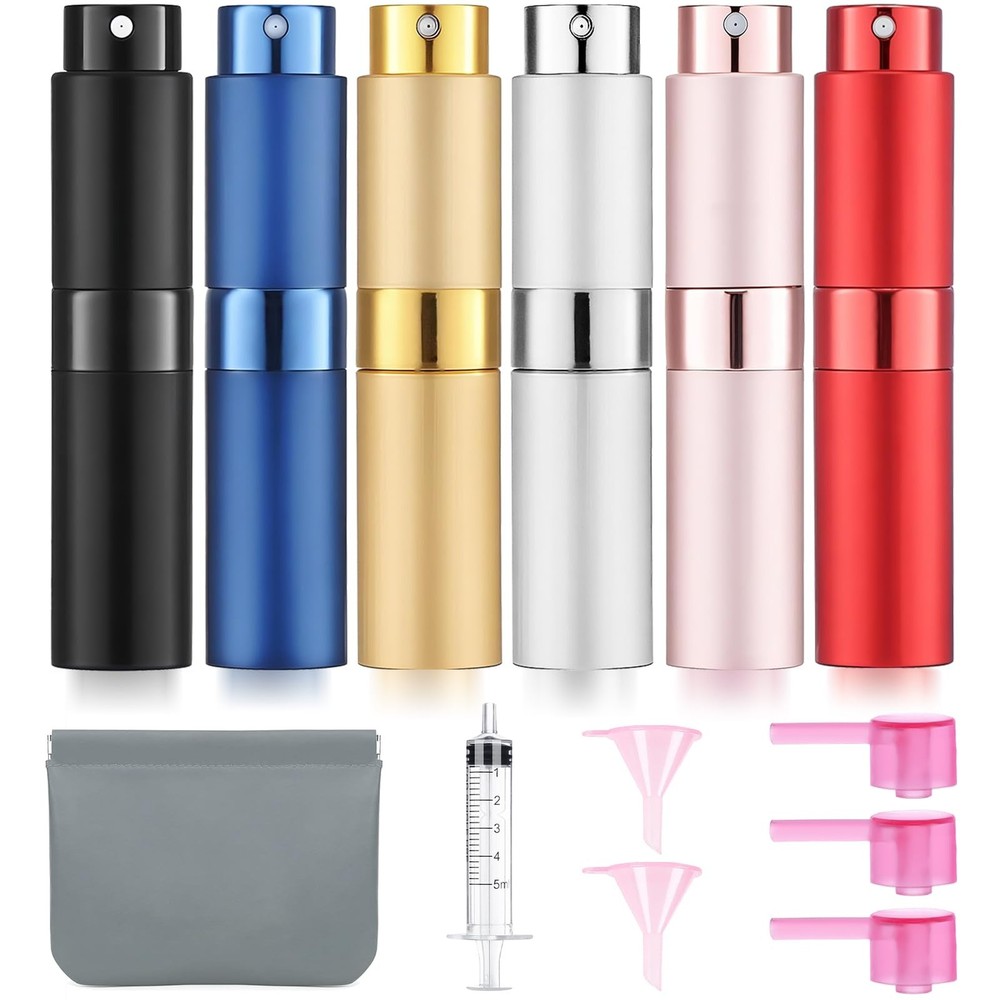 DPLASKA 6 Pack 8ML Empty Perfume Atomizer Cologne Travel Spray 6 Colors-A