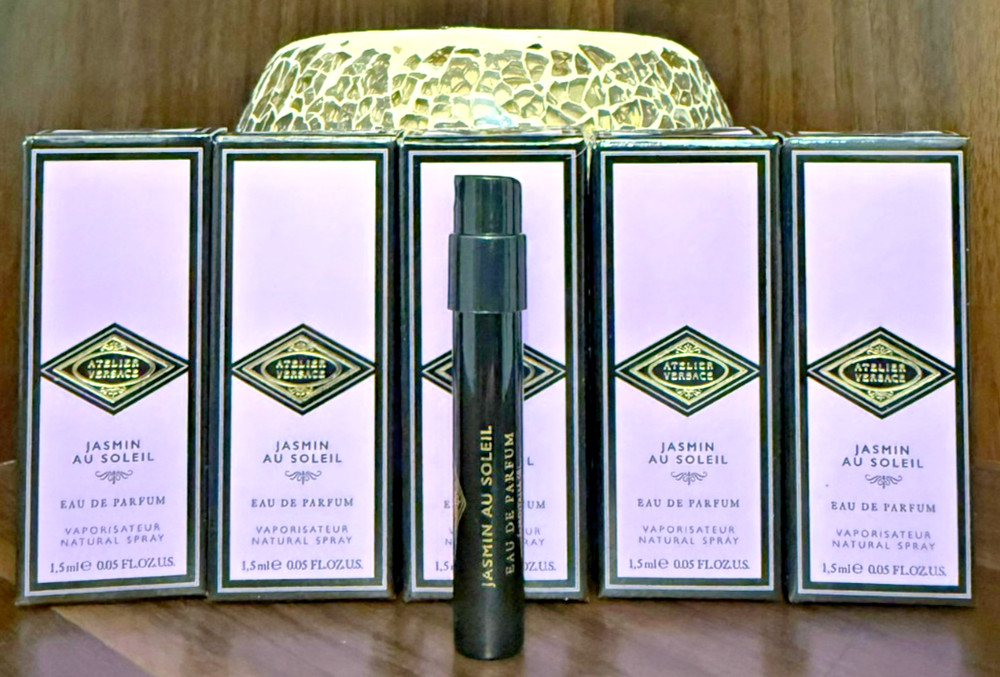 LOT OF 5 ATELIER VERSACE JASMIN AU SOLEIL 1.5ml .05oz Eau De Parfum SPRAY SAMPLE