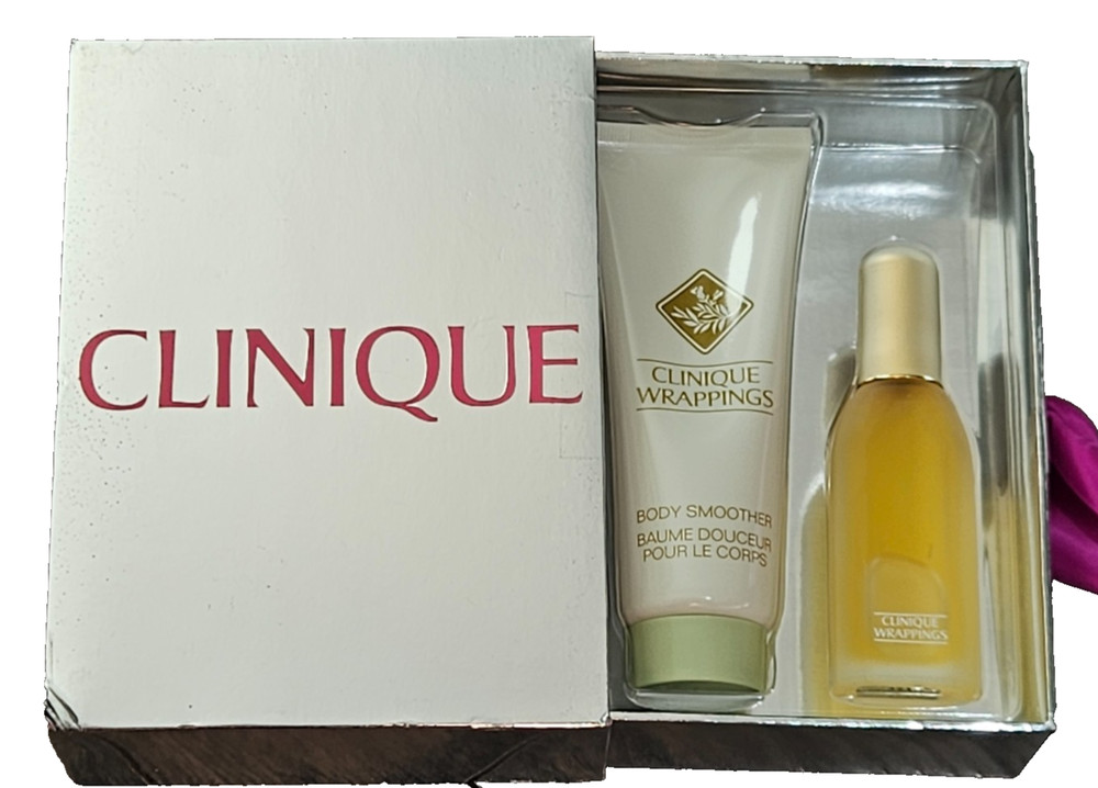 Clinique Wrappings Women 2pc Gift Set .85 oz Perfume + 3.4 oz Body Smoother