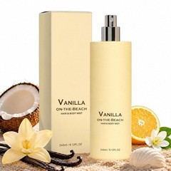 Vanilla On The Beach Hair And Body Mist, Warm Vanilla Coconut Fragrance Spray US