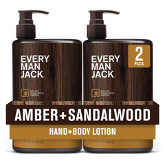 Every Man Jack Mens Amber + Sandalwood Hand & Body Lotion for All Skin Types – D