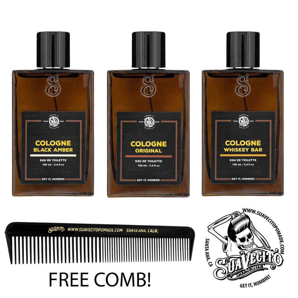 Men’s Suavecito Cologne Original, Black Amber, Whiskey Bar 3.4 FL oz.