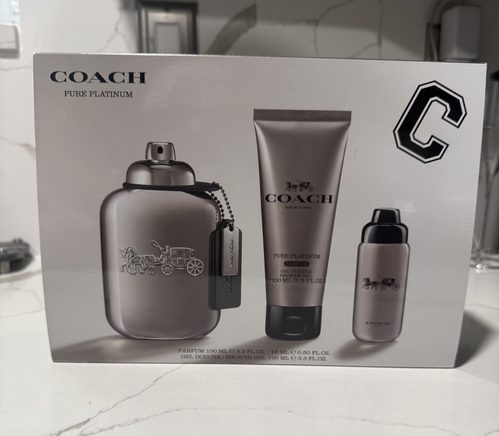 Coach Pure Platinum Parfum for Men 3-Piece Gift Set