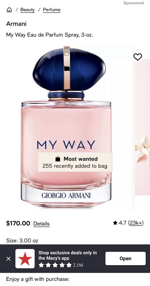 Giorgio Armani My Way Intense Eau de Parfum Spray, Regular Size 3 fl oz