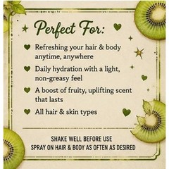 Tropical Kiwi Moisturizing Hair & Body Mist Lightweight Hydrating Spray (3.4 oz)