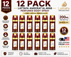 Lattafa Ameerat Al Arab Perfumed Body Spray, 200ml, 12 Pack