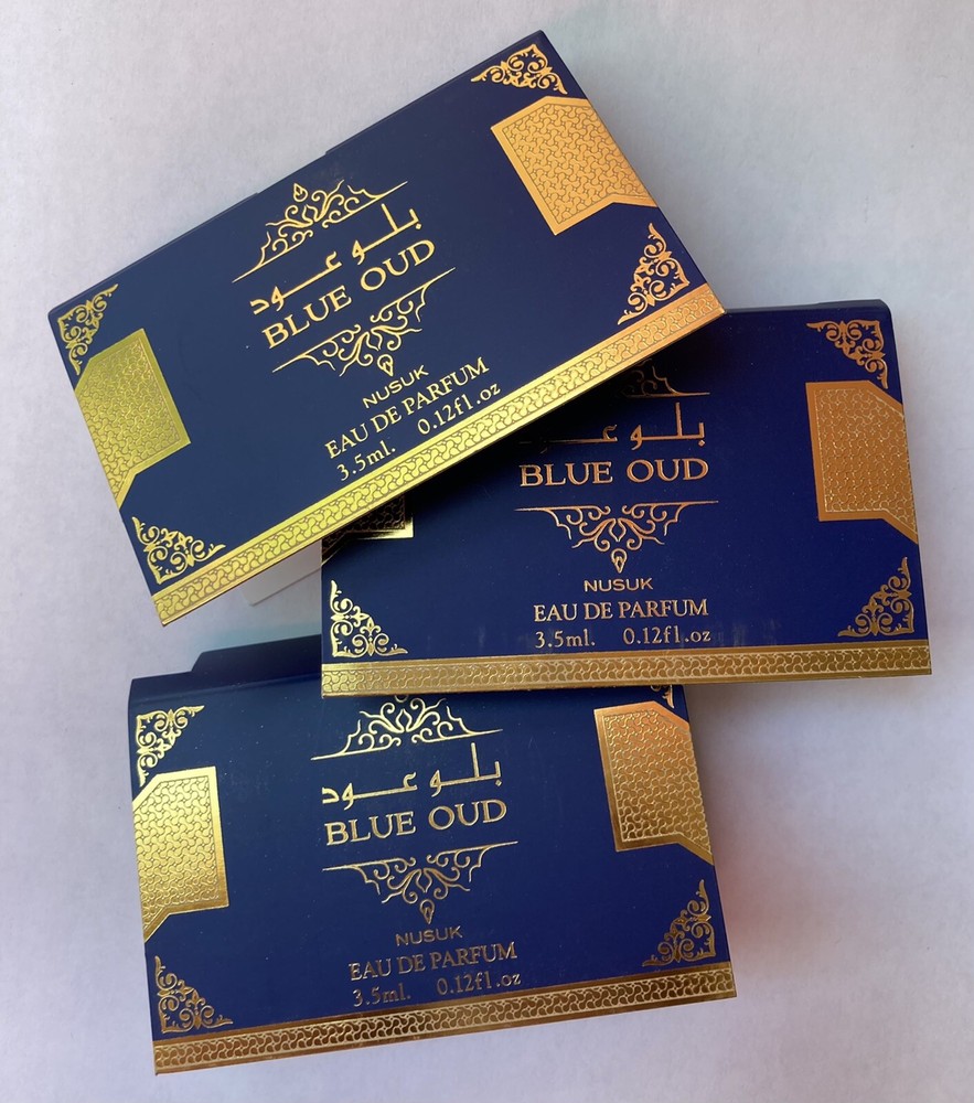 3 Nusuk Blue Oud 0.12 oz 3.5 ml EDP Spray Deluxe Mini Travel Sample Vial