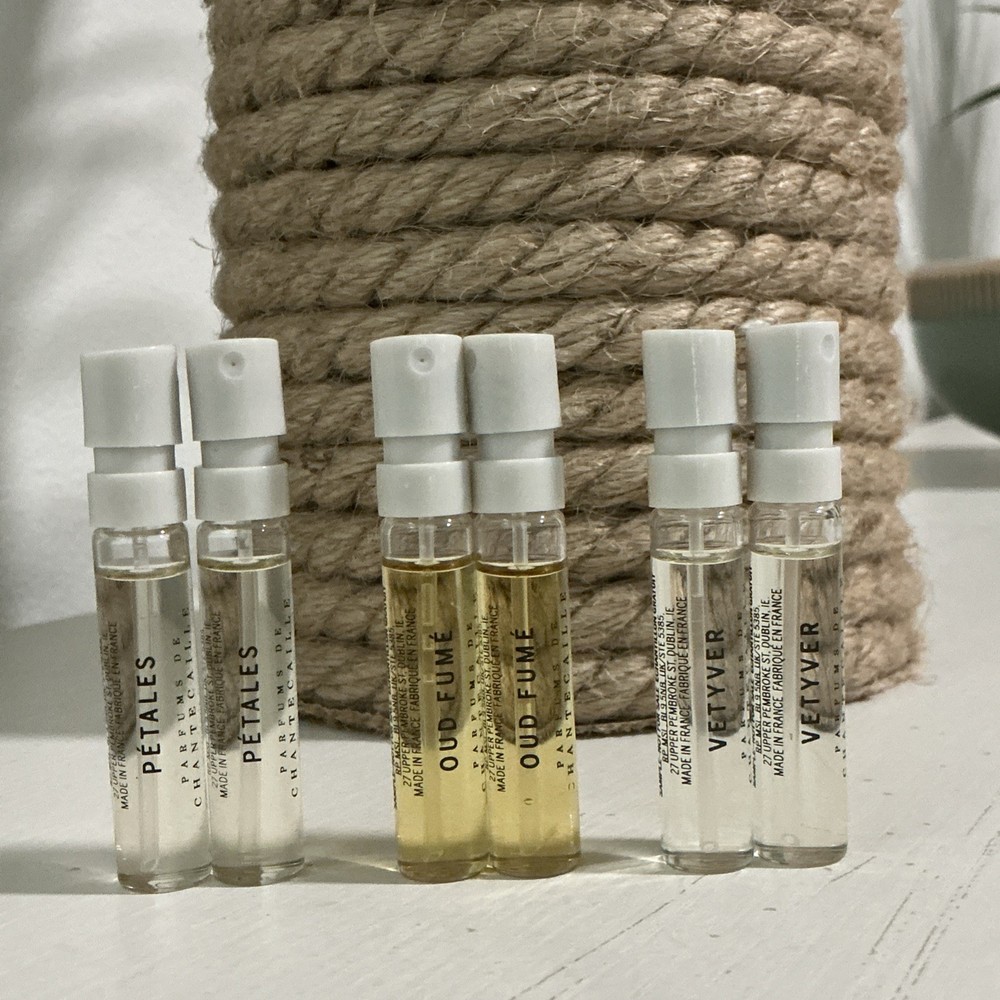 Chantecaille LOT OF 6 Parfum – Petals, Vetyver, Oud Fume 0.07oz/2mL Sample Size