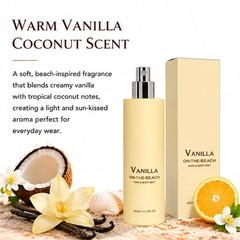 Vanilla On The Beach Hair And Body Mist, Warm Vanilla Coconut Fragrance Spray US