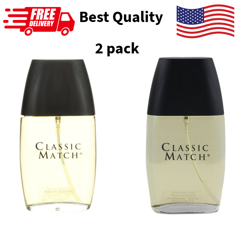 Classic Match Eau de Toilette Cologne for Men 2.5oz Pack of 2 Fresh Masculine Fr