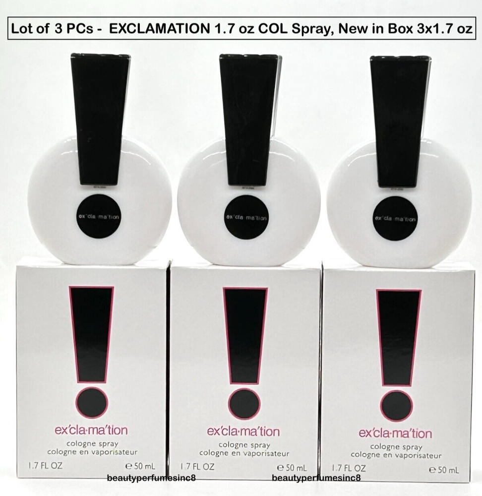 Lot of 3 – Exclamation by Coty for Women 1.7 oz / 50ml EDC Spray New in Box