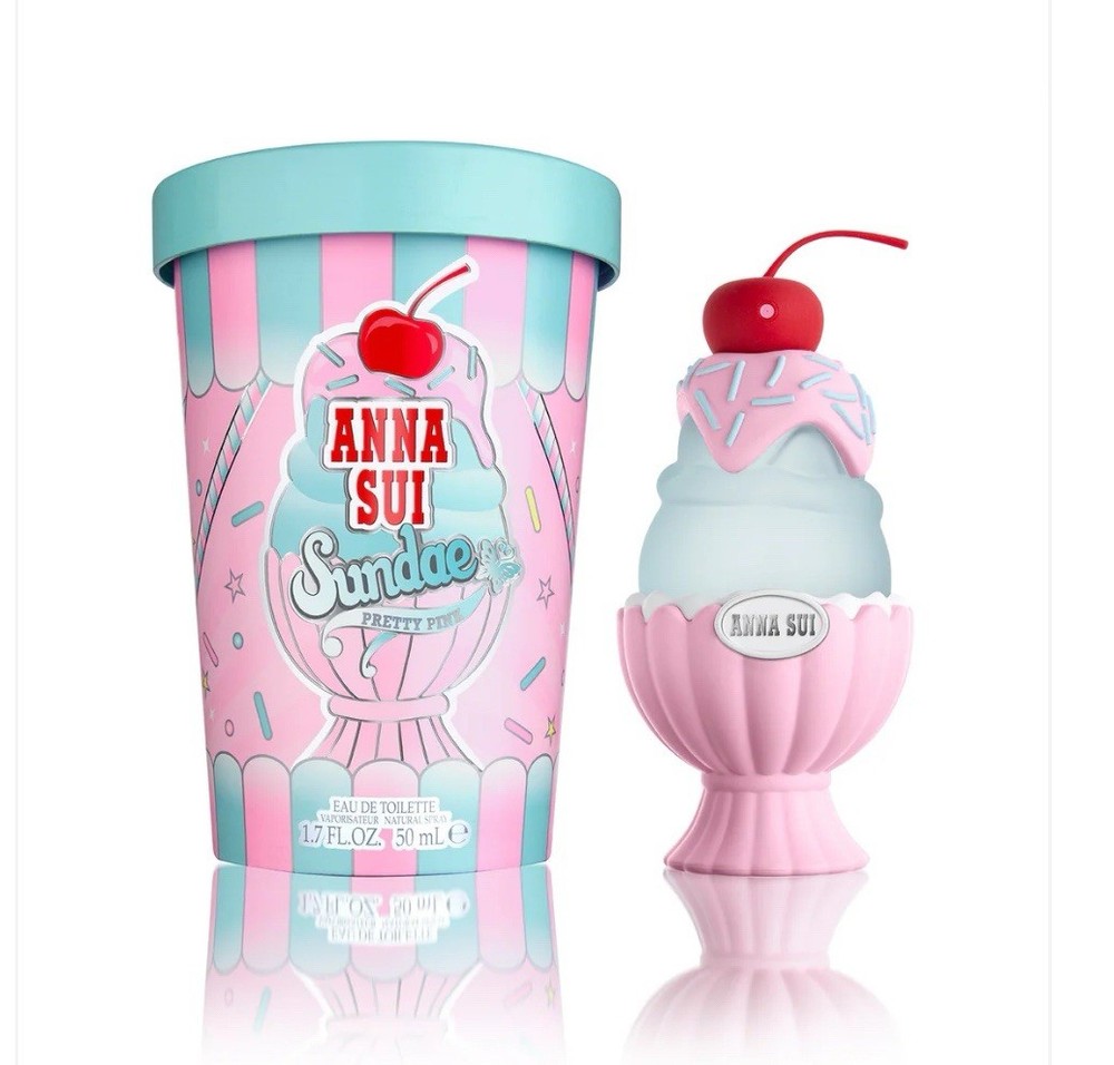 ANNA SUI Sundae Pretty Pink EDT Large Size Spray 1.7 oz in Ice Cream Carton 🍨