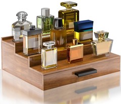 Sueuapp Walnut Wood Cologne Organizer for Men 3 Tier Walnut-3