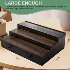 Cologne Organizer for Men, 3-Tier Cologne Stand with Drawer and Hidden Compartme