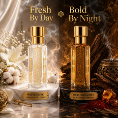 White Musk & Oud for Glory Attar Combo Alcohol Free Perfume Oil Set