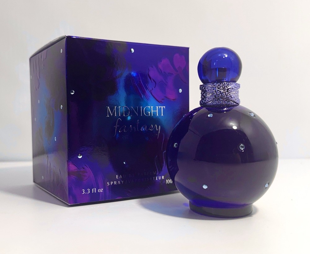 MIDNIGHT FANTASY Britney Spears 3.3 Oz 100ml Vintage Metallic Square Box 2KC1